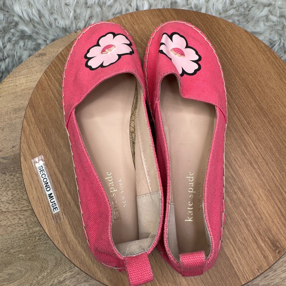 Kate Spade Gavyn Pink Peony Lip Floral Espadrille Flats Shoes Women Size 6.5M - Picture 6 of 8